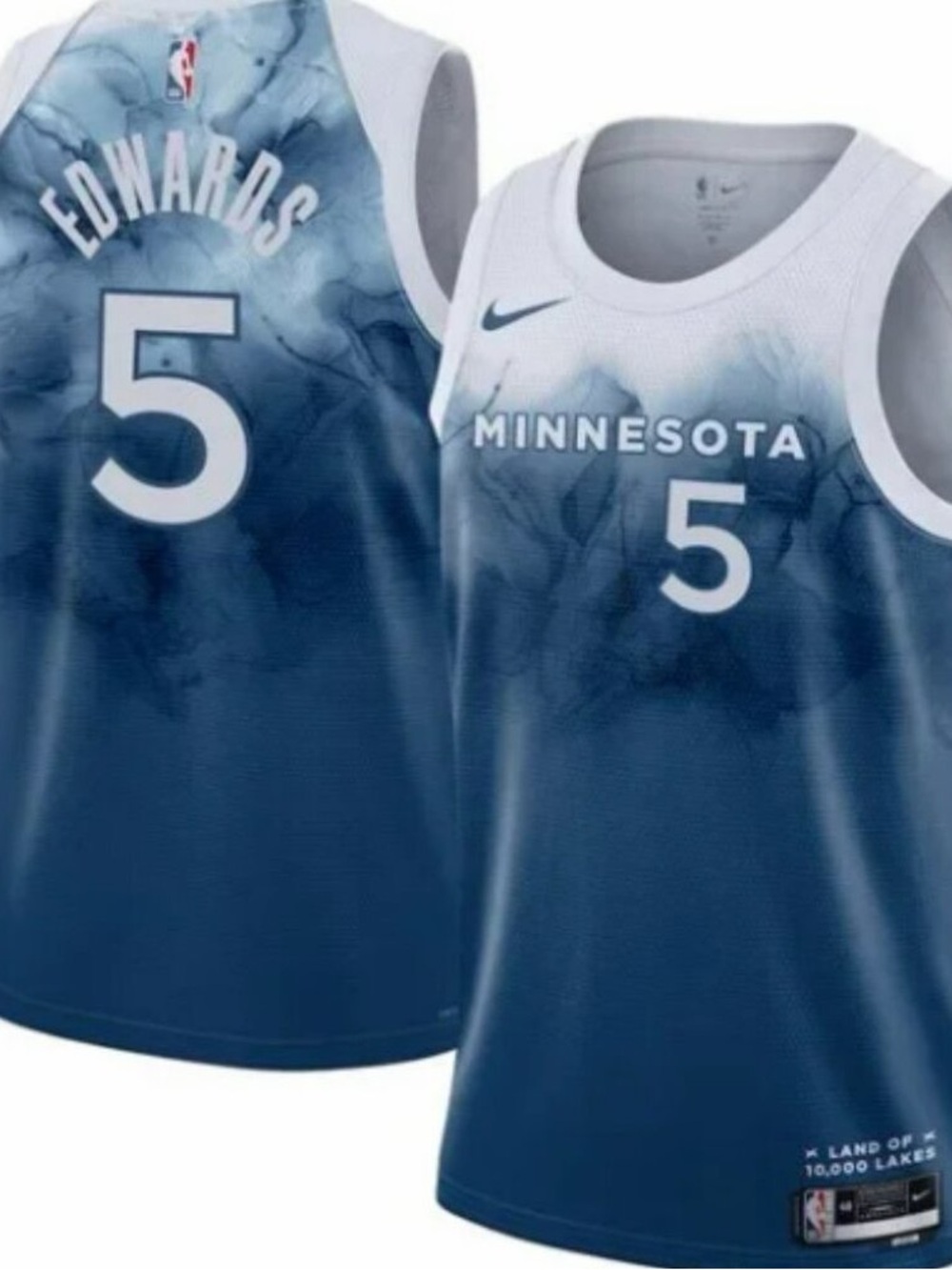 Anthony Edward’s limited edition blue and white ice jersey